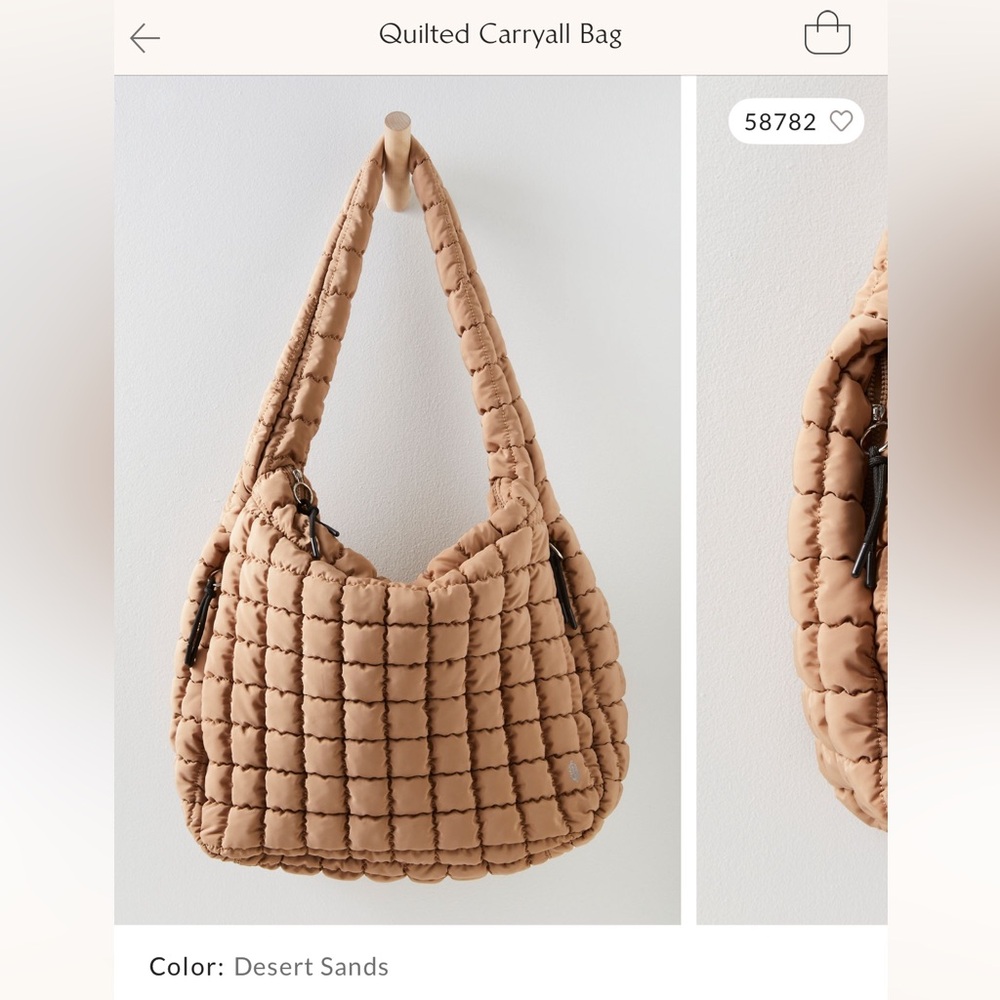EUC Free People Quilted Carryall - Desert Sands